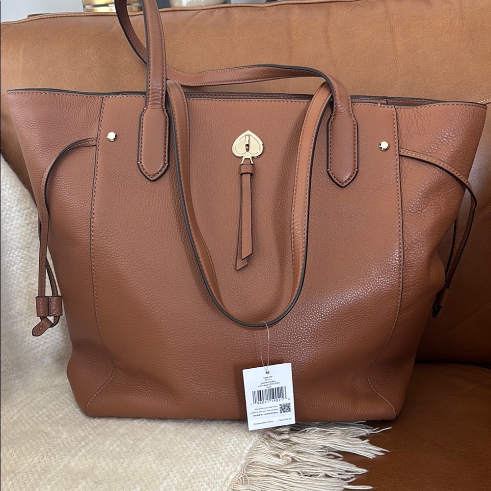 Kate Spade Brown Tote with Gold Hardware and Minimalist Design
